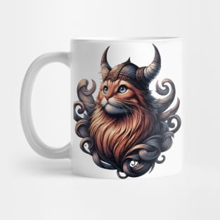 Funny Viking Warrior Cat Norse Mythology Anime Portrait Mug